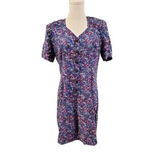 Vintage 90s Caroline Wells Cottagecore flowy Floral Romper One Piece Size 12